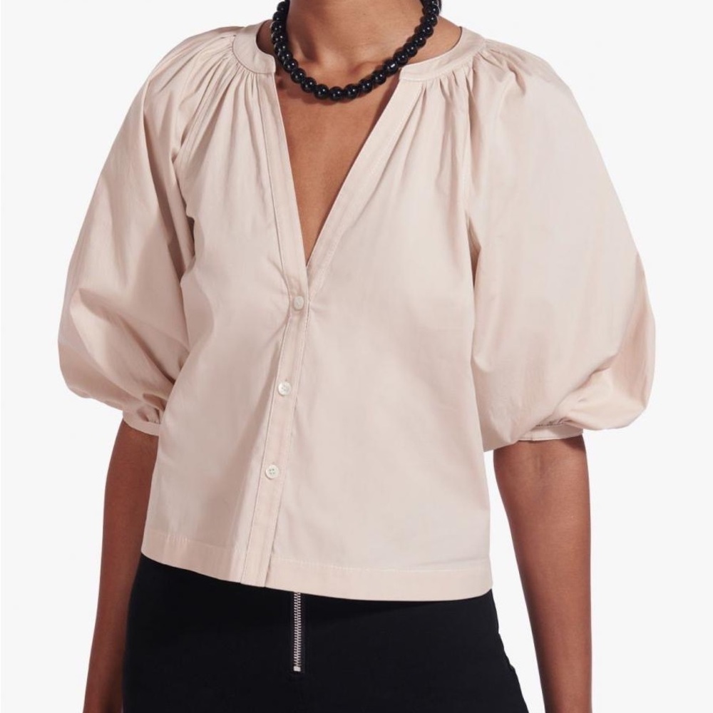 Staud Dill Cotton Puff Sleeve Shirt / size small